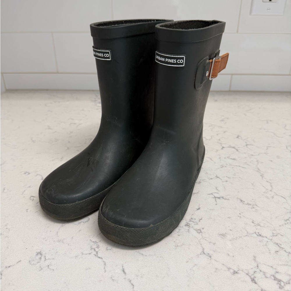 Dark Green Kids Rain Boots